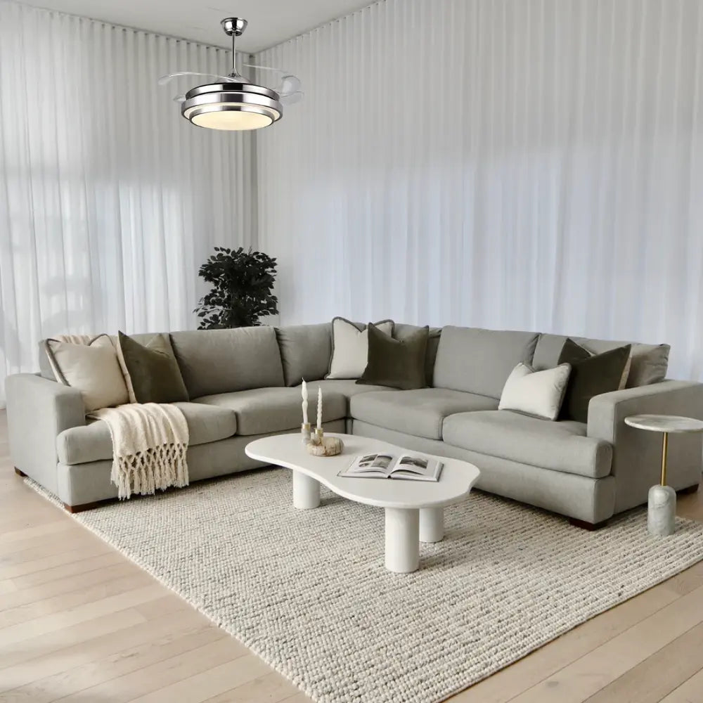 Whitehouse Lighting And Electrical Silver Retractable Fan Light  Whitehouse Lighting And Electrical