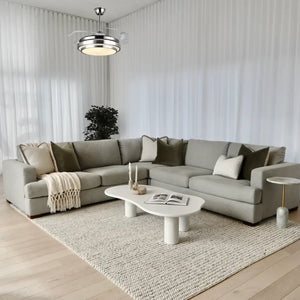 WHL&E Retractable Silver Ceiling Fan Light