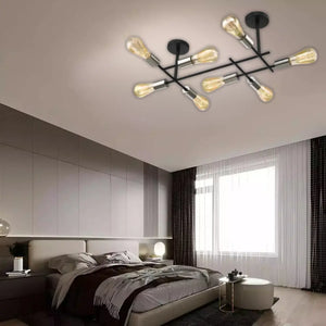 Brightstar CF057/8 8 Lamp Black Satin Chrome Ceiling Light