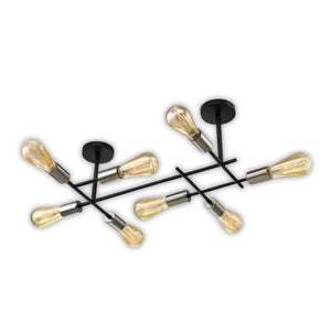 Brightstar CF057/8 8 Lamp Black Satin Chrome Ceiling Light