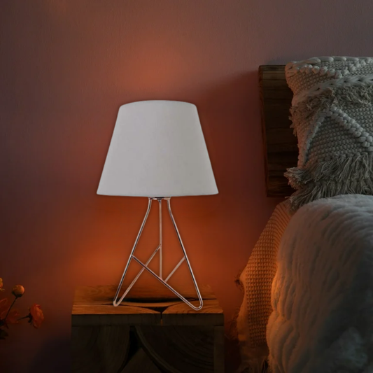 Whitehouse Lighting And Electrical WHL&E 7206 Rose Gold With White Table Lamp  Whitehouse Lighting And Electrical