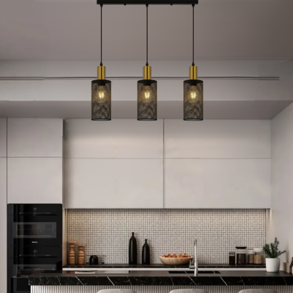 Whitehouse Lighting And Electrical Brightstar PEN874/3 Black And Gold Dining Lamp  Brightstar