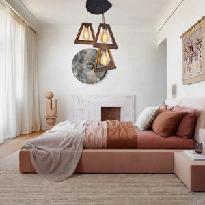 WHL&E Wooden With Black Pendant Light