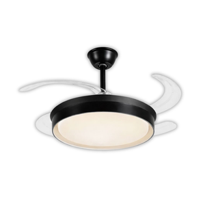 WHL&E F1-07 Retractable Black Ceiling Fan Light