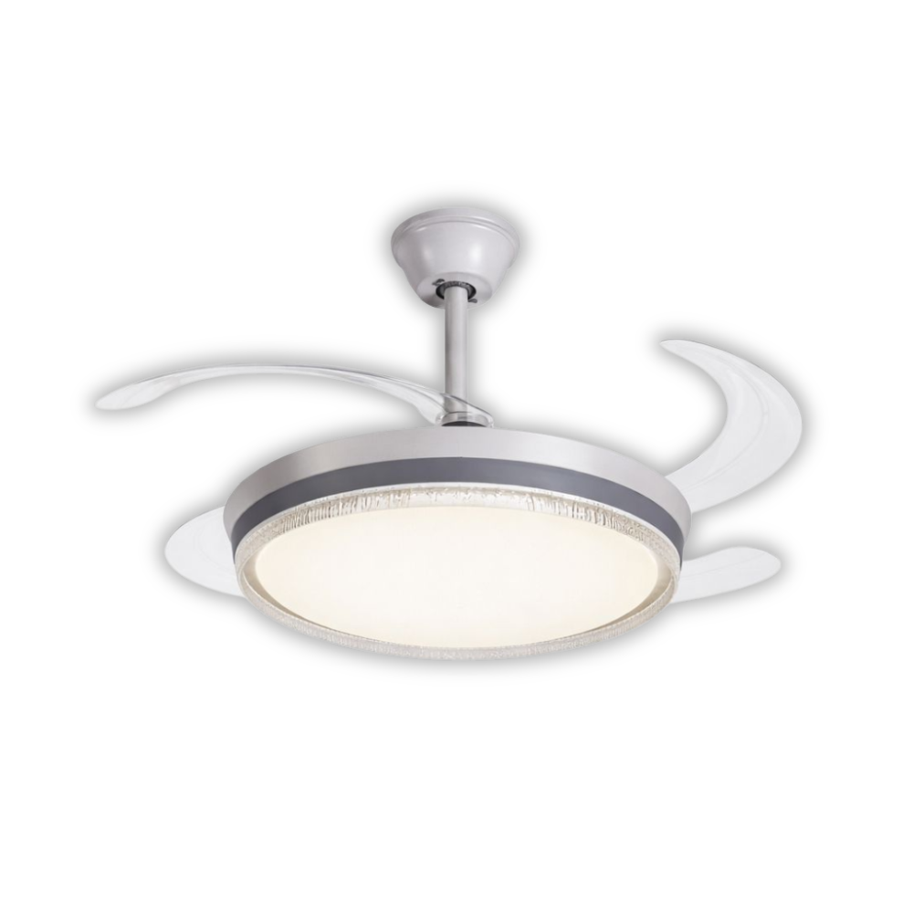 Whitehouse Lighting And Electrical WHL&E F1-06 Grey And White Retractable Fan Light  Whitehouse Lighting And Electrical