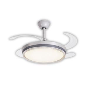 WHL&E F1-06 Retractable Grey And White Ceiling Fan Light