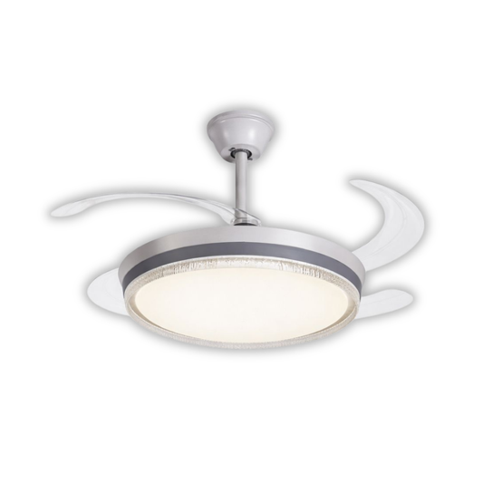Whitehouse Lighting And Electrical WHL&E F1-06 Grey And White Retractable Fan Light  Whitehouse Lighting And Electrical