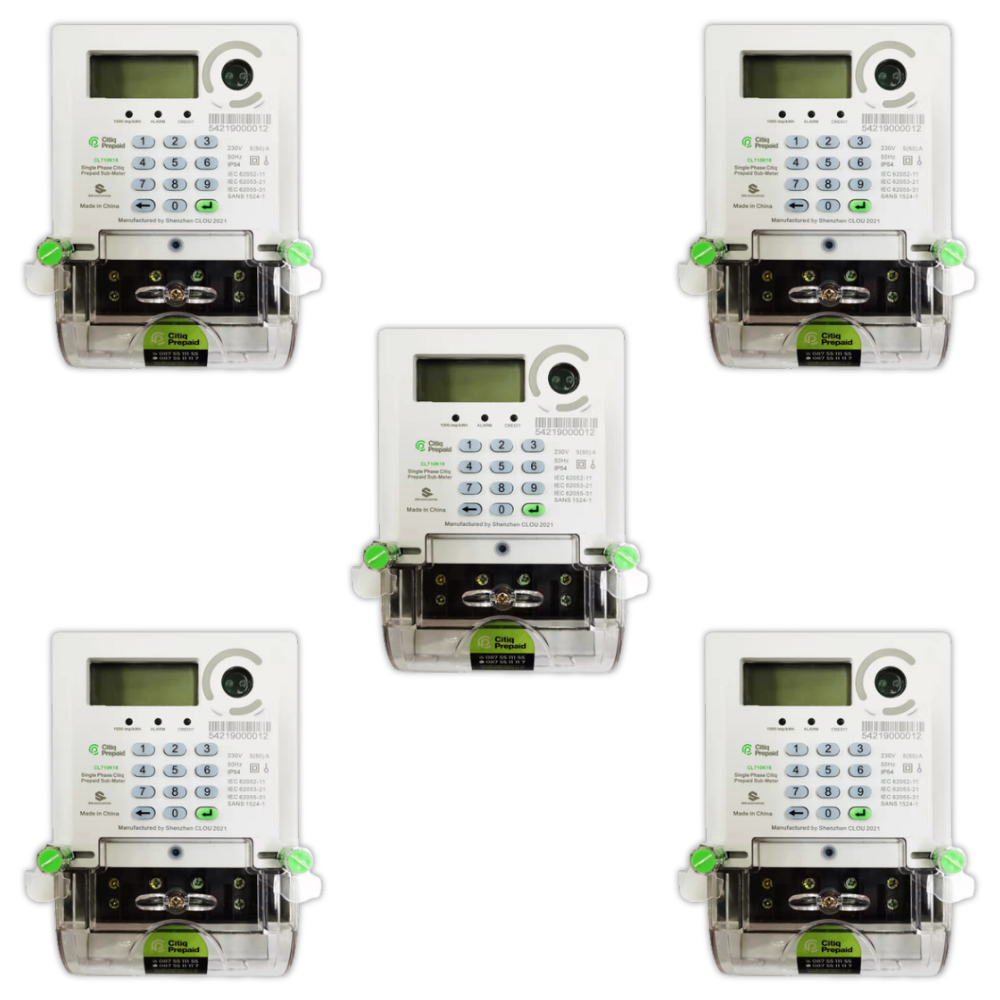 Whitehouse Lighting And Electrical Citiq Single Phase Pre-Paid Meter- 5 Pack  Citiq