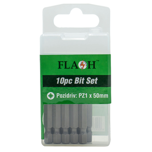 Flash 10 Piece 1 x 50mm Pozidriv Bit Set