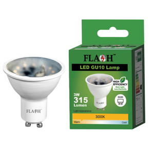 Flash E/XSMD3 3G3 3W GU10 3000K Clear LED Bulb