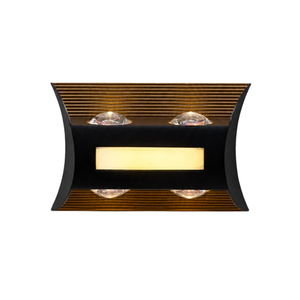 WHL&E 10352 3000K Outdoor Black And Gold Wall Light