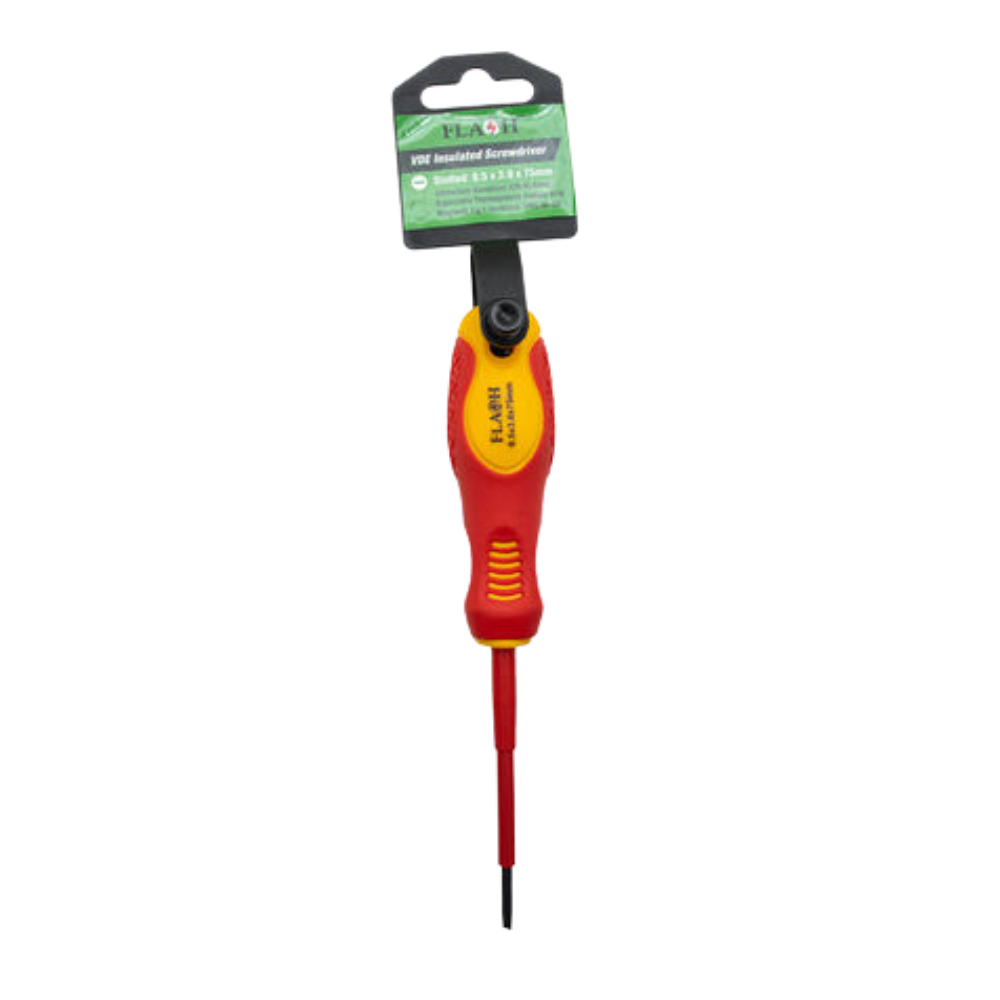 Whitehouse Lighting And Electrical Flash VDE Insulated Flat Slotted Screwdriver 0.5 × 3.0 × 75MM  Flash™