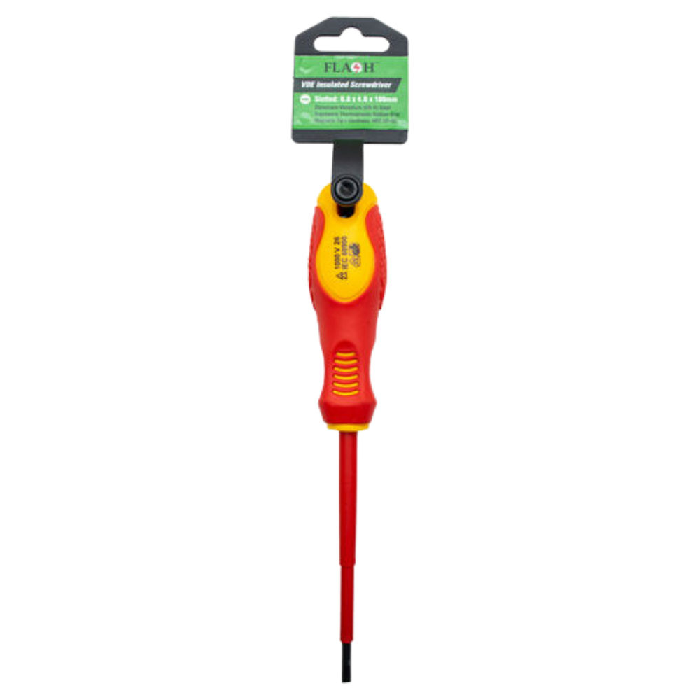 Whitehouse Lighting And Electrical Flash VDE Flat Insulated Slotted Screwdriver 0.8 × 4.0 × 100MM  Flash™