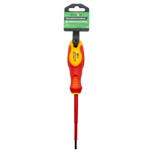Flash VDE Flat Insulated Slotted 0.8x4.0x100mm Screwdriver product image on white background