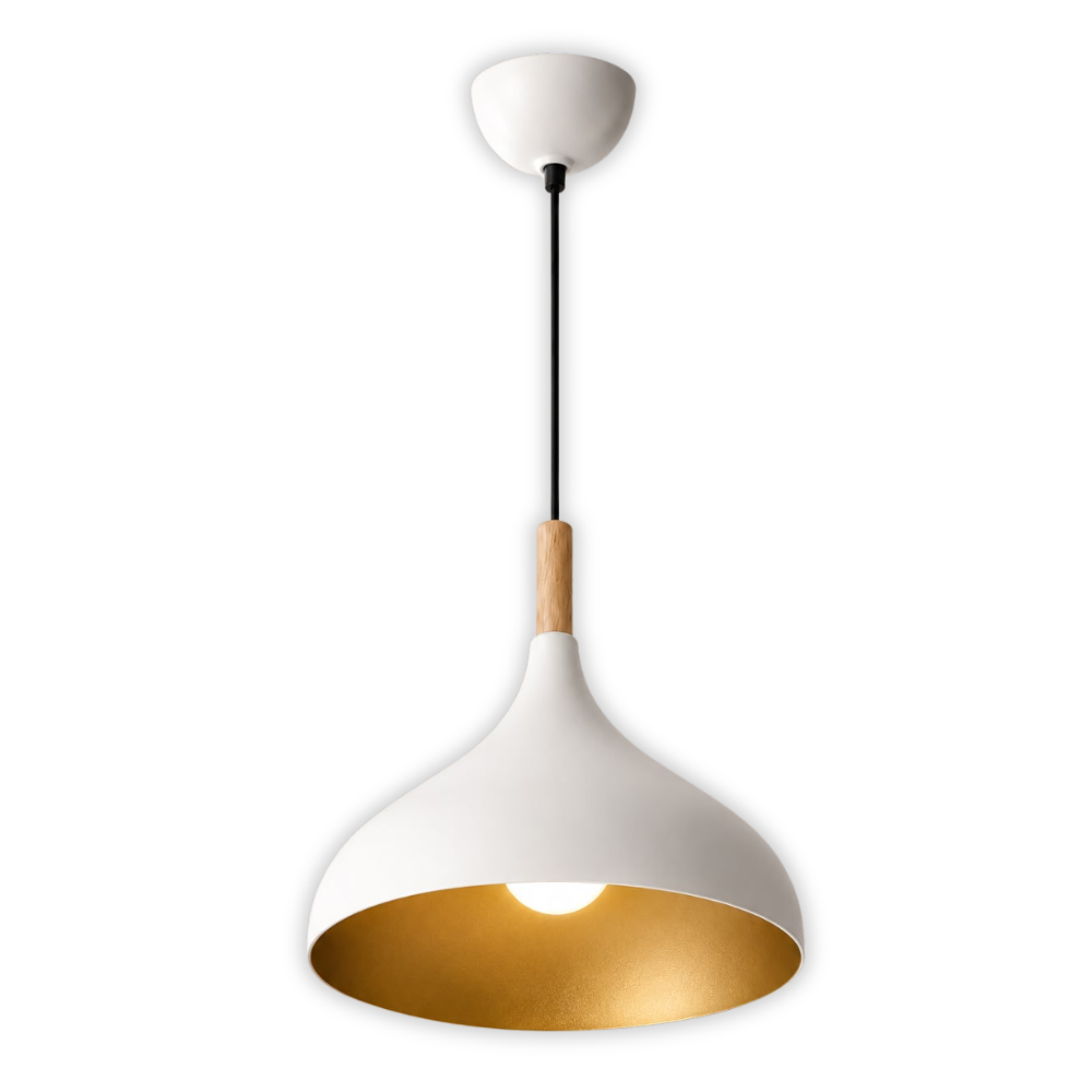 WHL&E 6009/320 White And Gold Pendant Light product image on white background