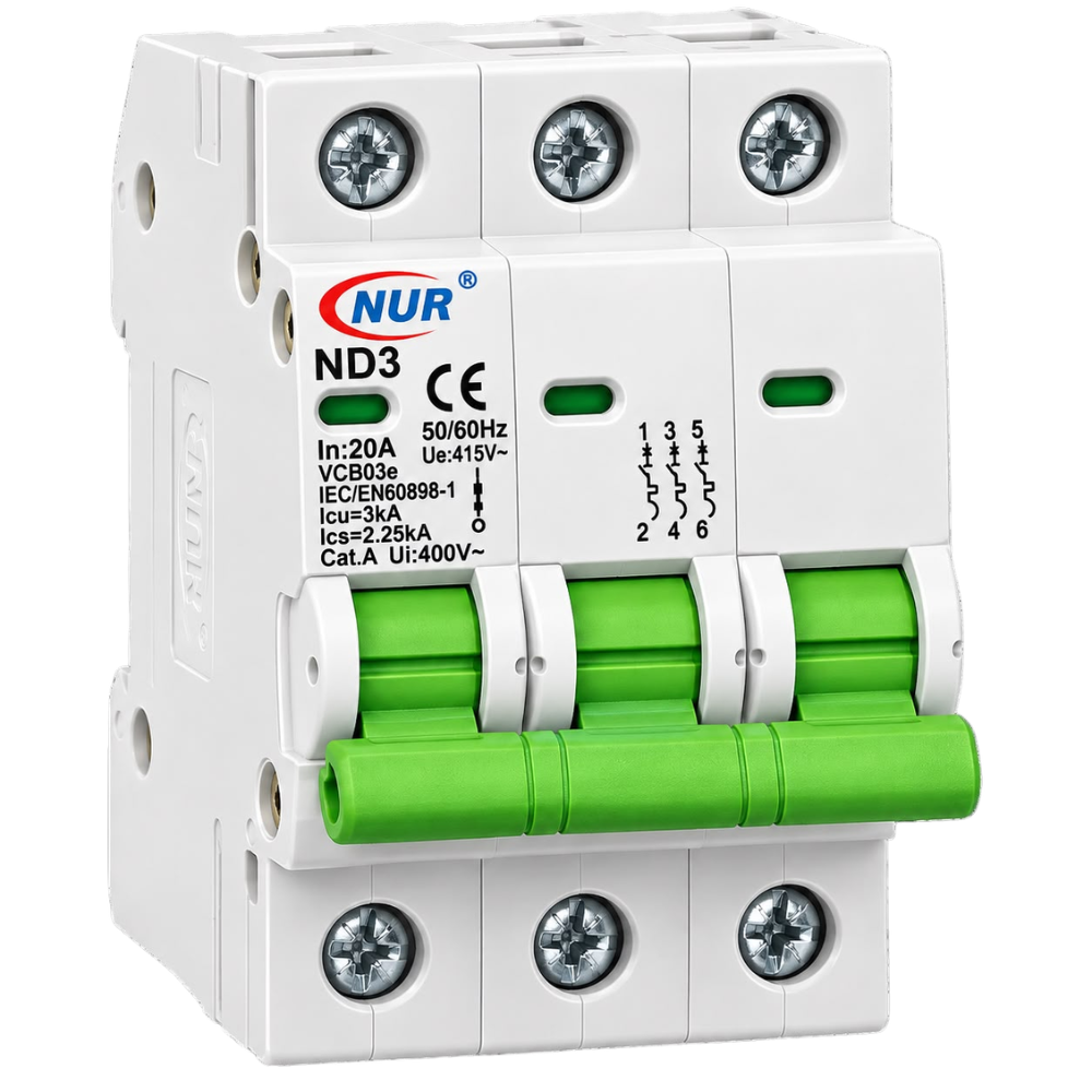 Whitehouse Lighting And Electrical NUR 20A 3 Pole 3kA DIN Rail Circuit Breaker  NUR