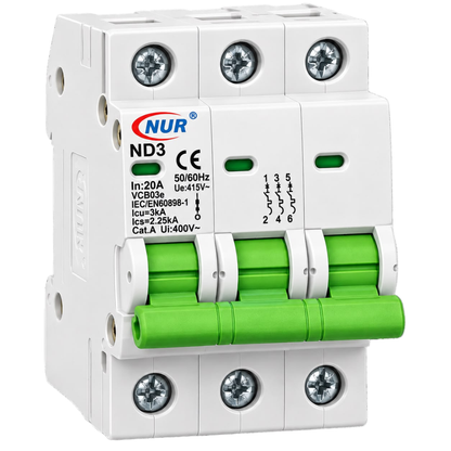 Whitehouse Lighting And Electrical NUR 20A 3 Pole 3kA DIN Rail Circuit Breaker  NUR
