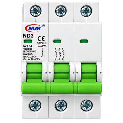 Whitehouse Lighting And Electrical NUR 25A 3 Pole 3kA DIN Rail Circuit Breaker  NUR