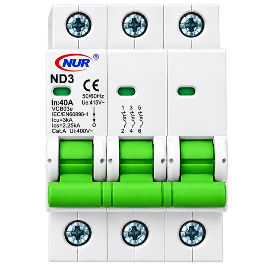 Whitehouse Lighting And Electrical NUR 40A 3 Pole 3kA DIN Rail Circuit Breaker  NUR