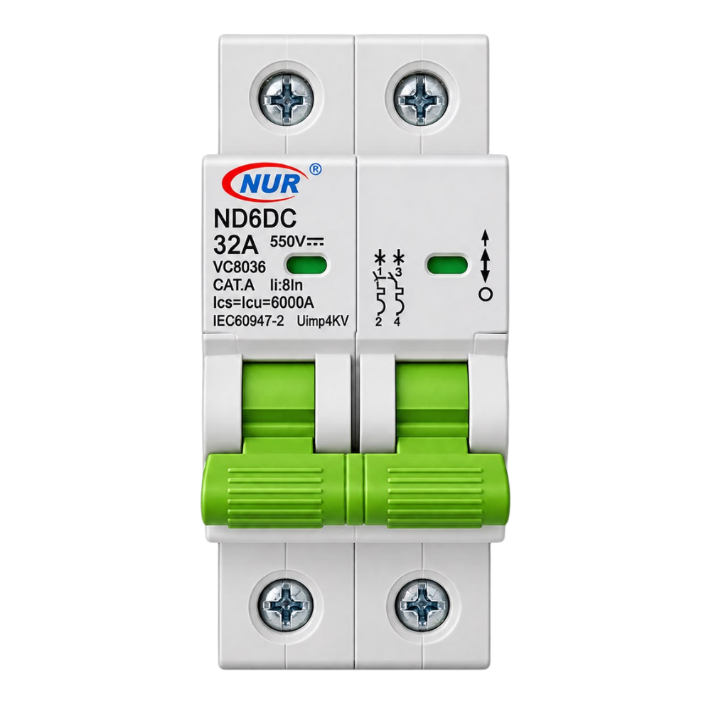 NUR ND6DCD32 32A 2P 6kA 550V DC Circuit Breaker - Whitehouse Lighting And Electrical