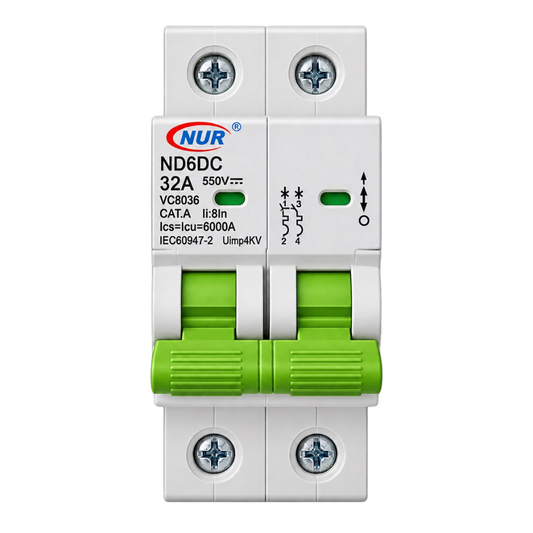NUR ND6DCD32 32A 2P 6kA 550V DC Circuit Breaker - Whitehouse Lighting And Electrical