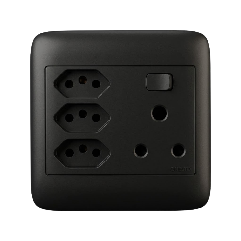 Whitehouse Lighting And Electrical Onesto Oracle Black 4x4 Single And 3 Euro Socket  Onesto