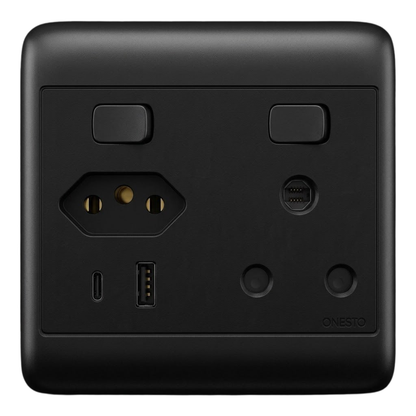 Whitehouse Lighting And Electrical Onesto Oracle Black 4x4 Single + Euro + USB + Type C Socket  Onesto