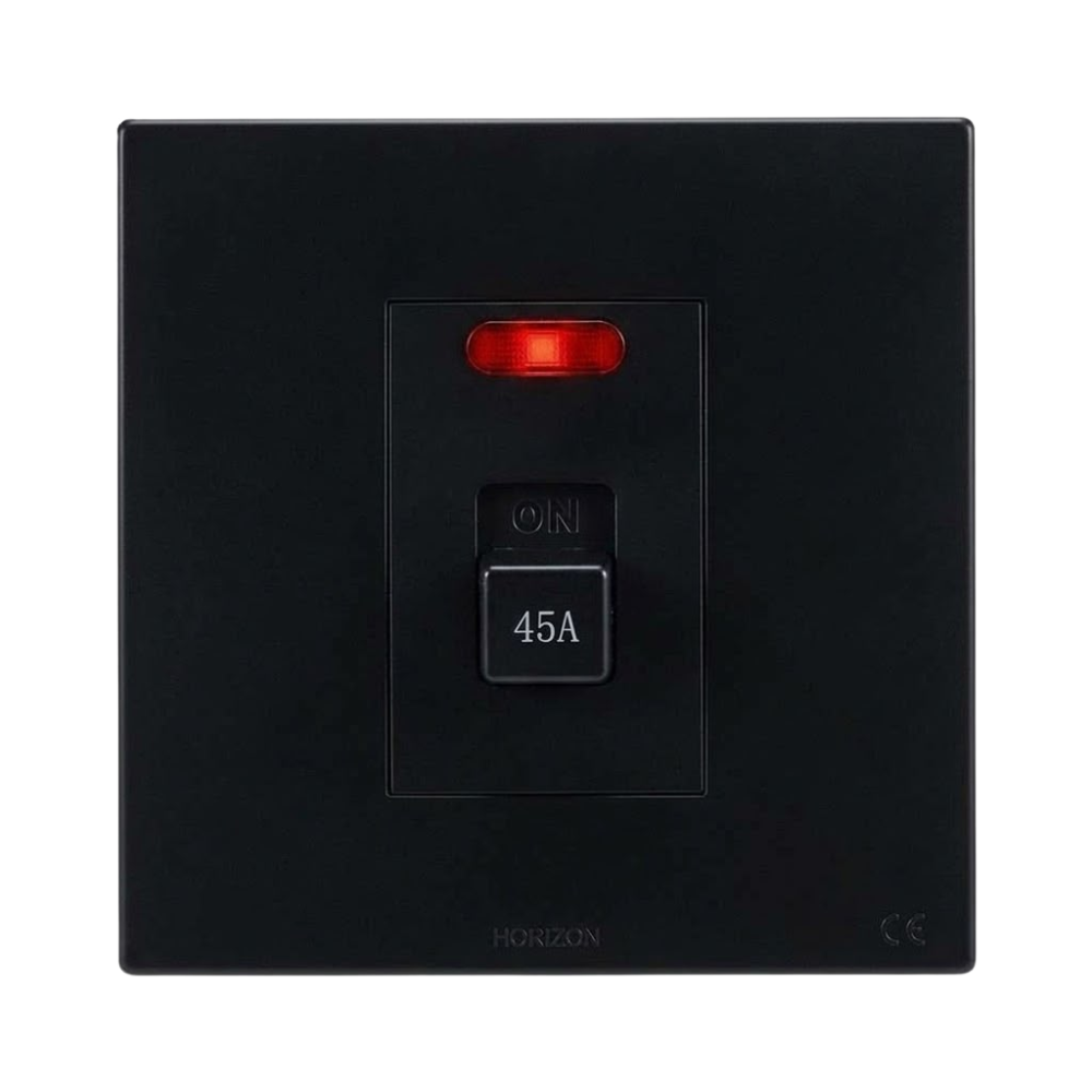Whitehouse Lighting And Electrical Horizon Black 45A Double-Pole Isolator with Pilot Light  Horizon