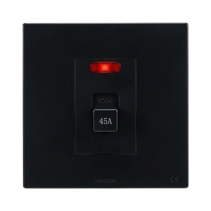 Whitehouse Lighting And Electrical Horizon Black 45A Double-Pole Isolator with Pilot Light  Horizon