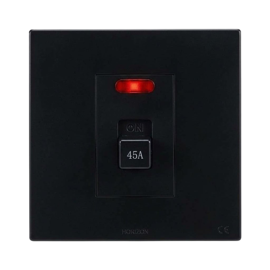 Whitehouse Lighting And Electrical Horizon Black 45A Double-Pole Isolator with Pilot Light  Horizon