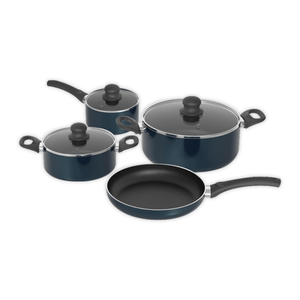 Harrys Homeware 7 Piece Aluminium Cookware Blue Pot Set