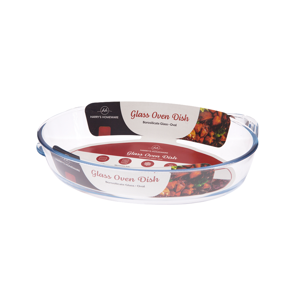 Whitehouse Lighting And Electrical Harry's Homeware Borosilicate Glass Oven Dish with Lid – Oval 1.6L (Green Lid)  Harry's Homeware