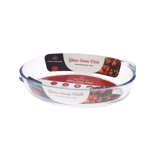 Whitehouse Lighting And Electrical Harry's Homeware Borosilicate Glass Oven Dish with Lid – Oval 1.6L (Green Lid)  Harry's Homeware