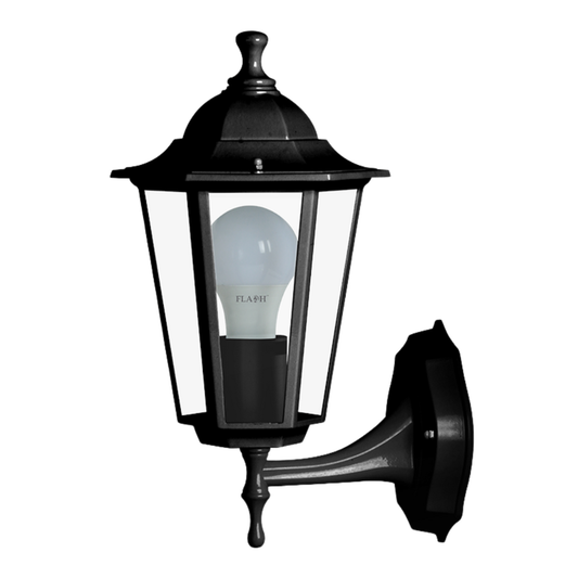 Whitehouse Lighting And Electrical Flash Black 6 Panel E27 Up Facing Garden Lantern  Flash™