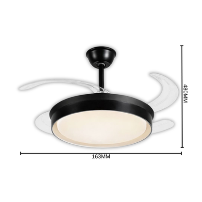 Whitehouse Lighting And Electrical WHL&E F1-07 Black Retractable Fan Light  Whitehouse Lighting And Electrical
