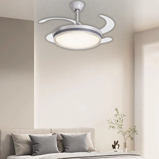 Whitehouse Lighting And Electrical WHL&E F1-06 Grey And White Retractable Fan Light  Whitehouse Lighting And Electrical