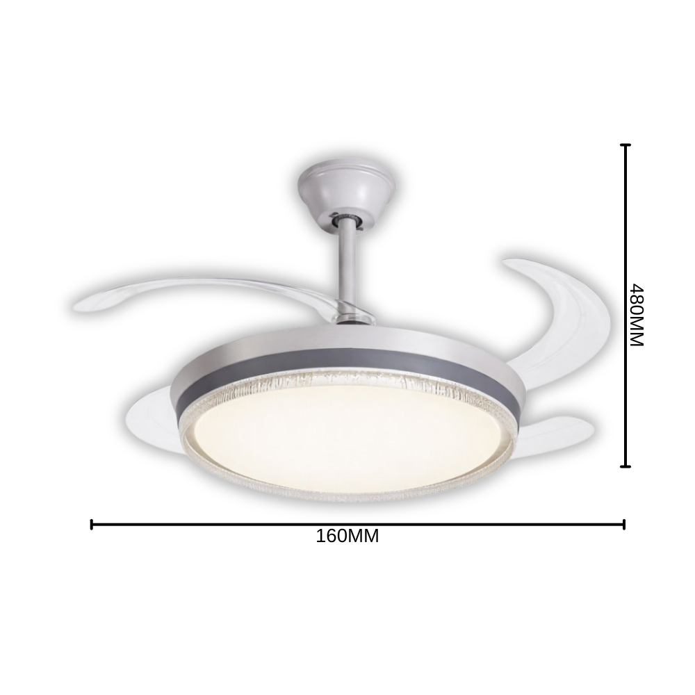 Whitehouse Lighting And Electrical WHL&E F1-06 Grey And White Retractable Fan Light  Whitehouse Lighting And Electrical