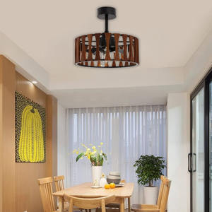 WHL&E MF0621 E14 Wooden Ceiling Fan Light