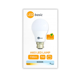 LED Basic A60 7W B22 6000K 735lm Opal LED Bulb