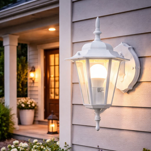 Flash 6 Panel Up Facing Outdoor Garden Lantern White Wall Light