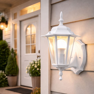 Flash 6 Panel Up Facing Outdoor Garden Lantern White Wall Light