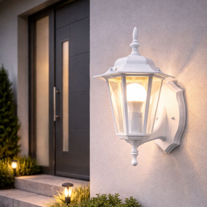 Flash 6 Panel Up Facing Outdoor Garden Lantern White Wall Light