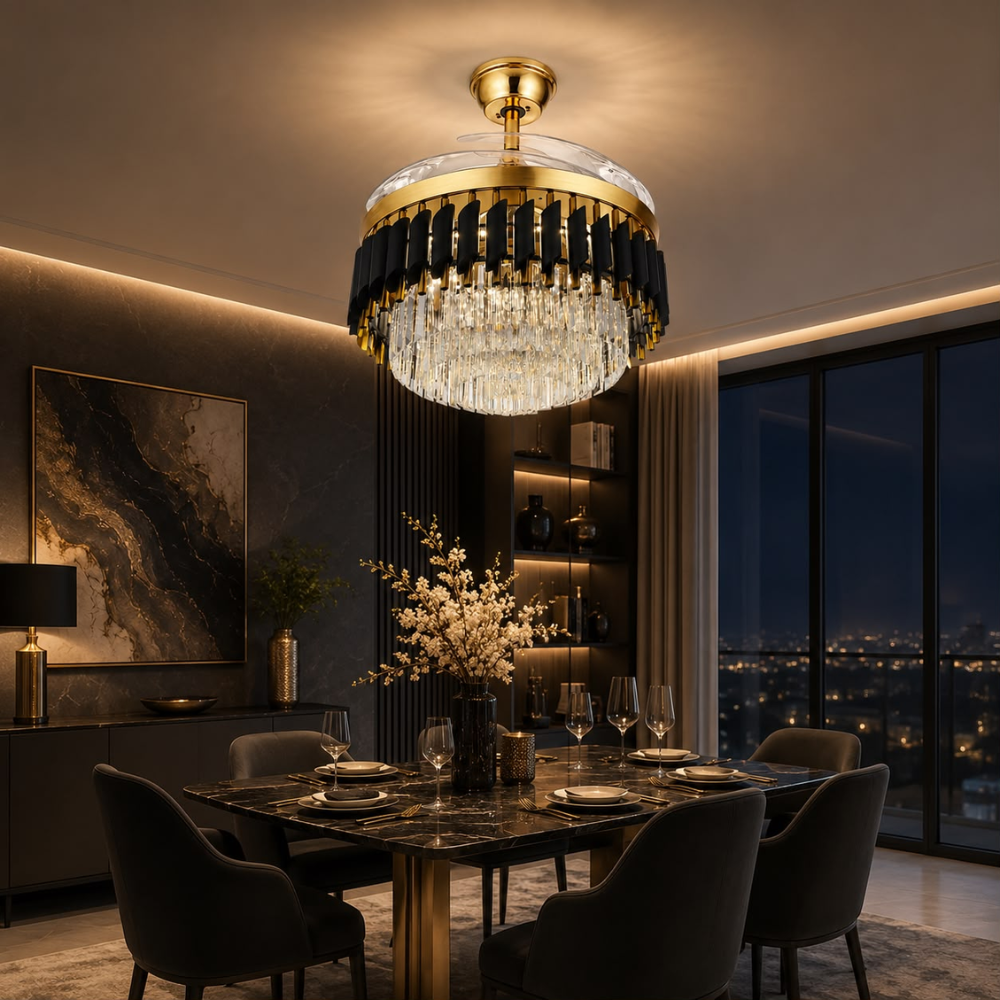 Whitehouse Lighting And Electrical CNGR 18005 Luxury Black & Gold Fan Light  CNGR