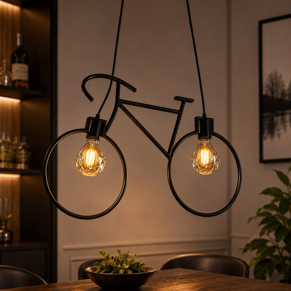 Whitehouse Lighting And Electrical WHL&E 07154 E27 Black & Metal Bicycle Pendant  Whitehouse Lighting And Electrical