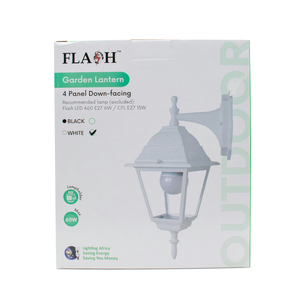 Flash BL/4102W 4 Panel E27 IP44 Down-Facing White Outdoor Lantern