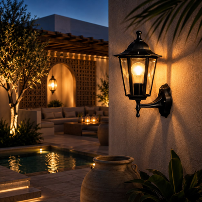 Whitehouse Lighting And Electrical Flash Black 6 Panel E27 Up Facing Garden Lantern  Flash™