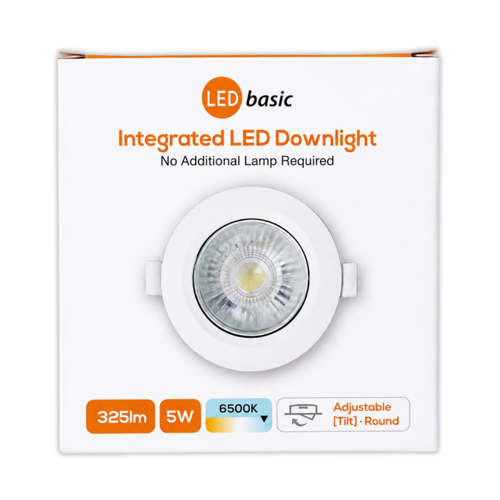 Whitehouse Lighting And Electrical LED Basic 5W White Integrated Downlight Fitting 6500K  LED Basic