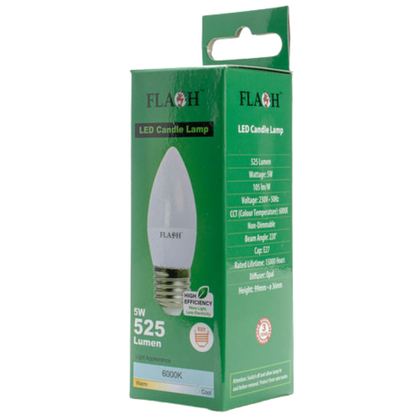 Whitehouse Lighting And Electrical Flash LED 5W E27 Candle Bulb 6000K  Flash™