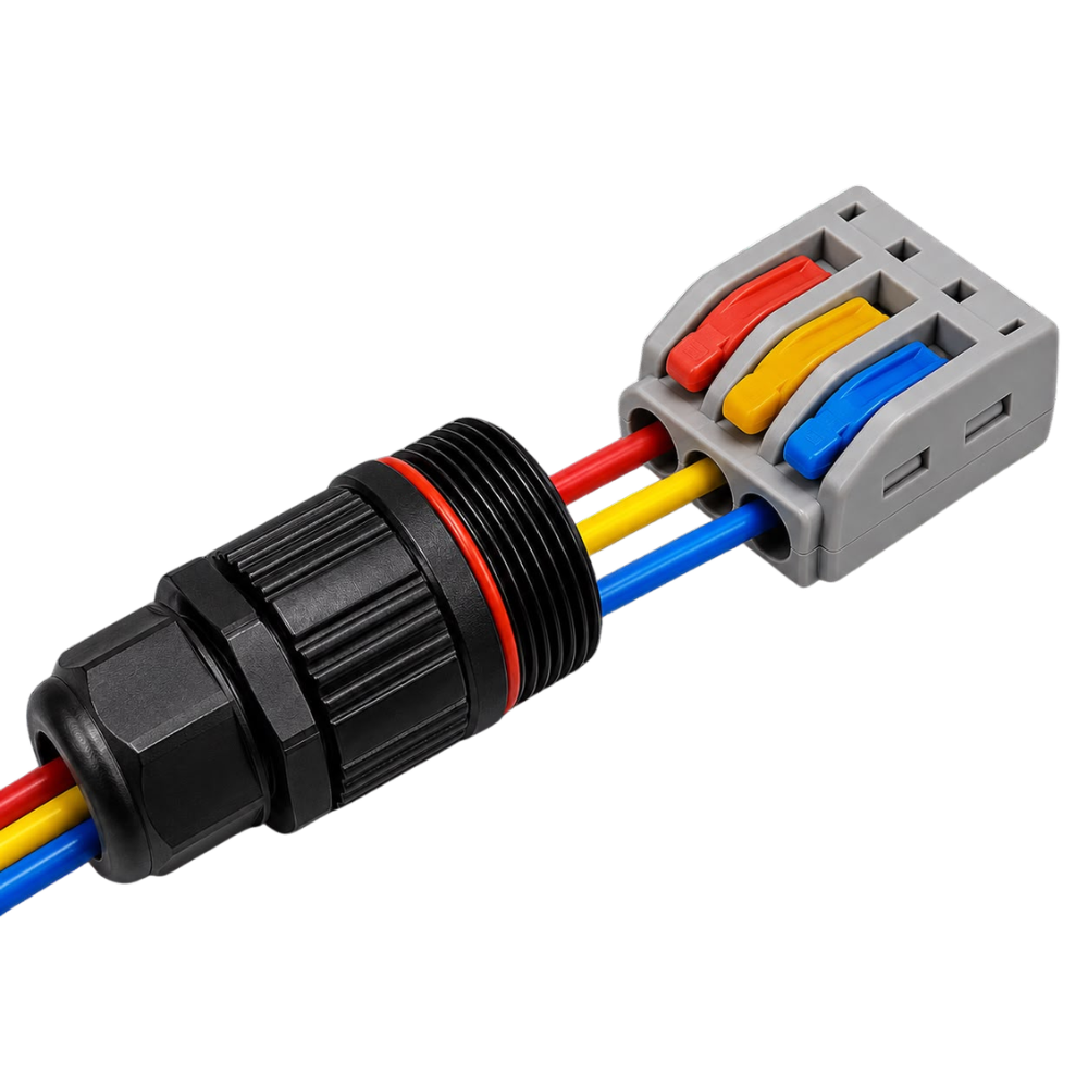 Whitehouse Lighting And Electrical WHL&E IP68 3 Pole Cable Connector + Wago Connector  Whitehouse Lighting And Electrical