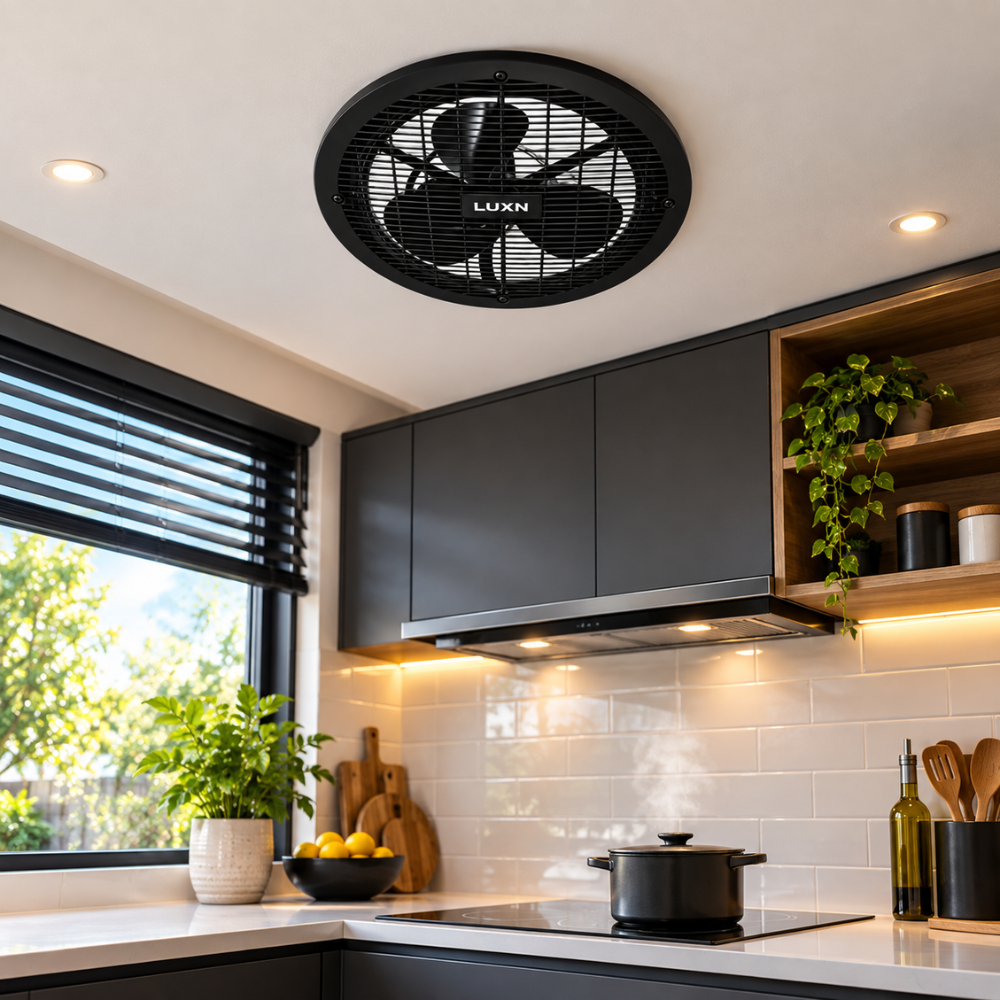 Whitehouse Lighting And Electrical Luxn 28W 240MM Black Extractor Fan  Luxn